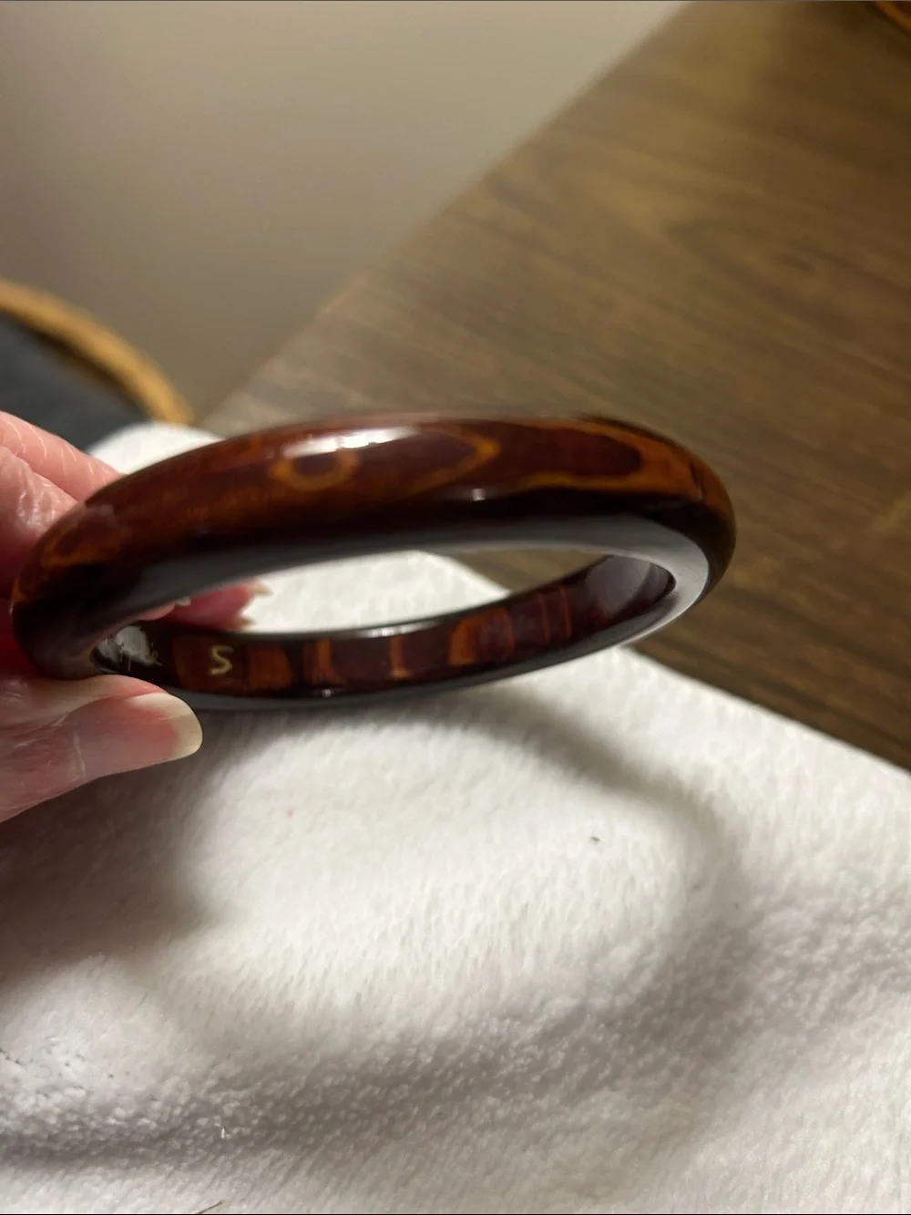 Cypress Handcrafted By Huppke Wood Enameled Bangle Bracelet Small